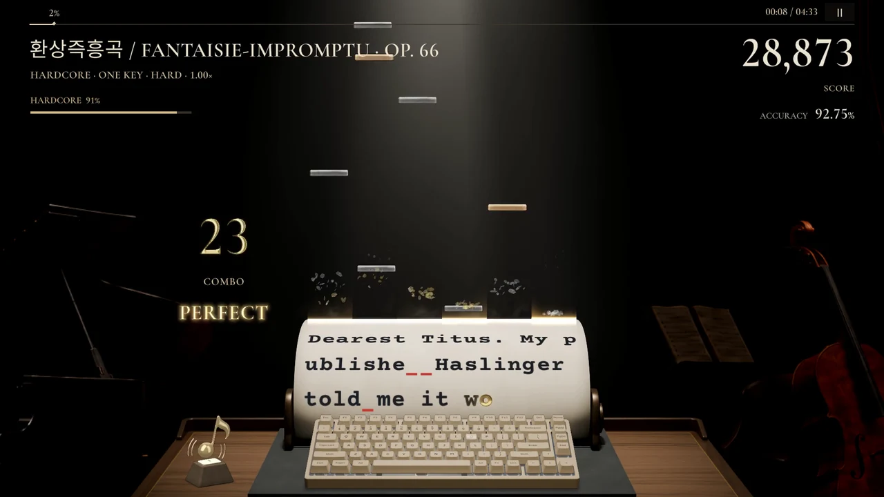 One-key · Follow the beat — actual KEYCERTO development gameplay