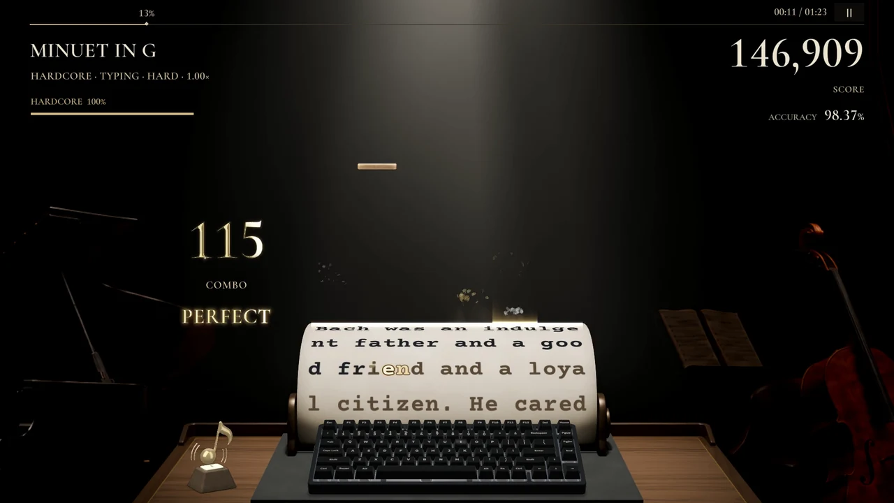 Typing · Play the words — actual KEYCERTO development gameplay
